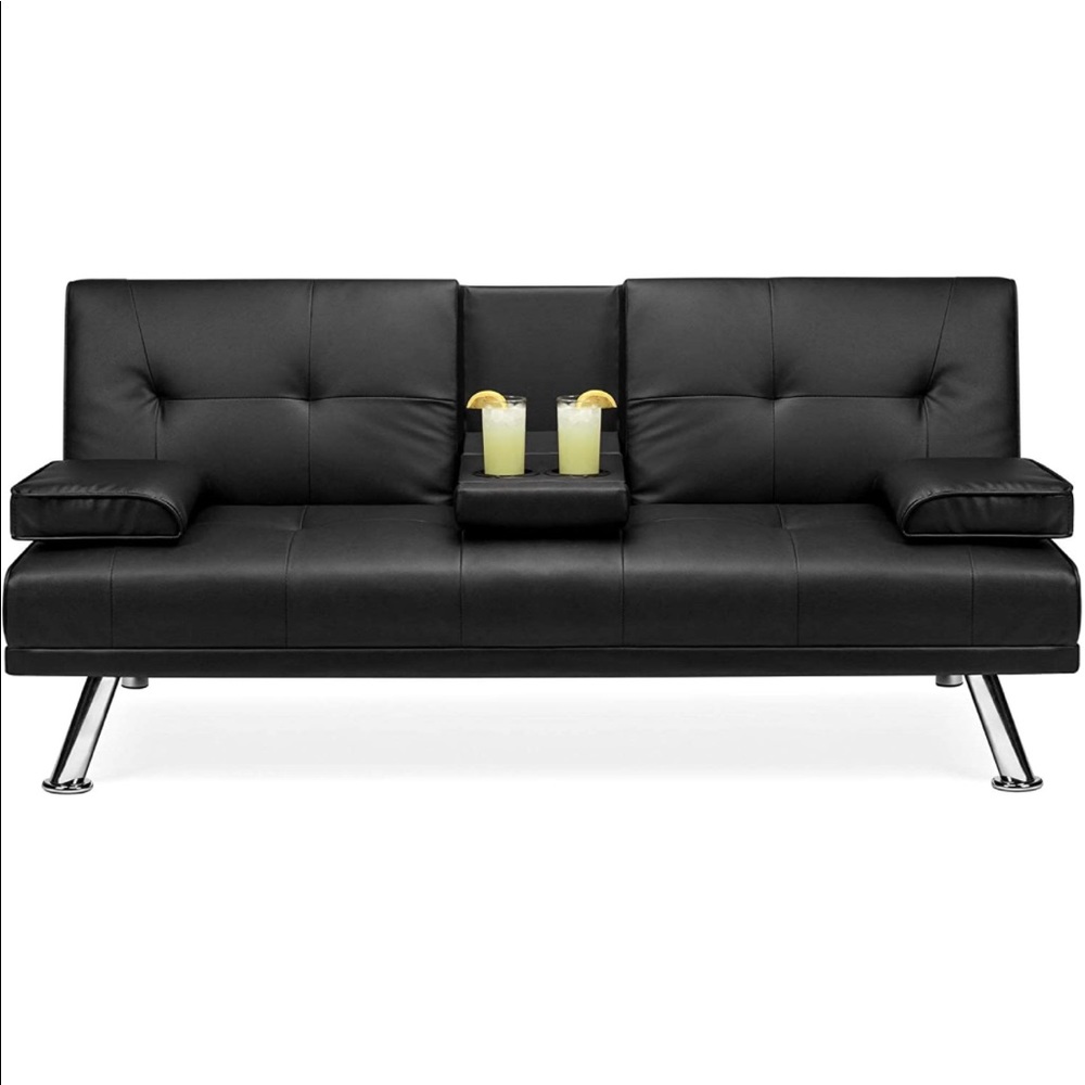 Faux Leather Futon bed black